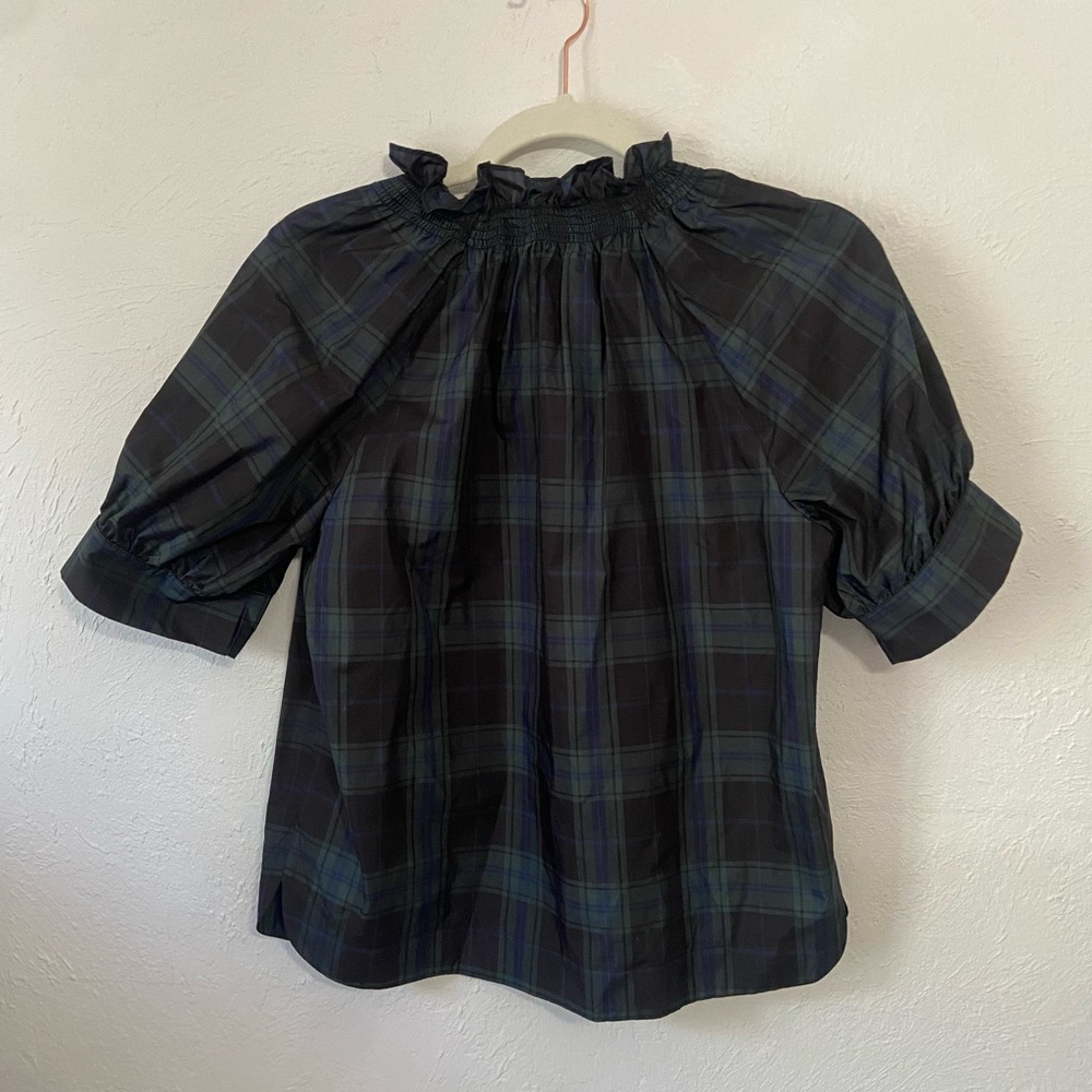 Antonio Melani Plaid Ruffle Neck Women's Top - Picture 7 of 7